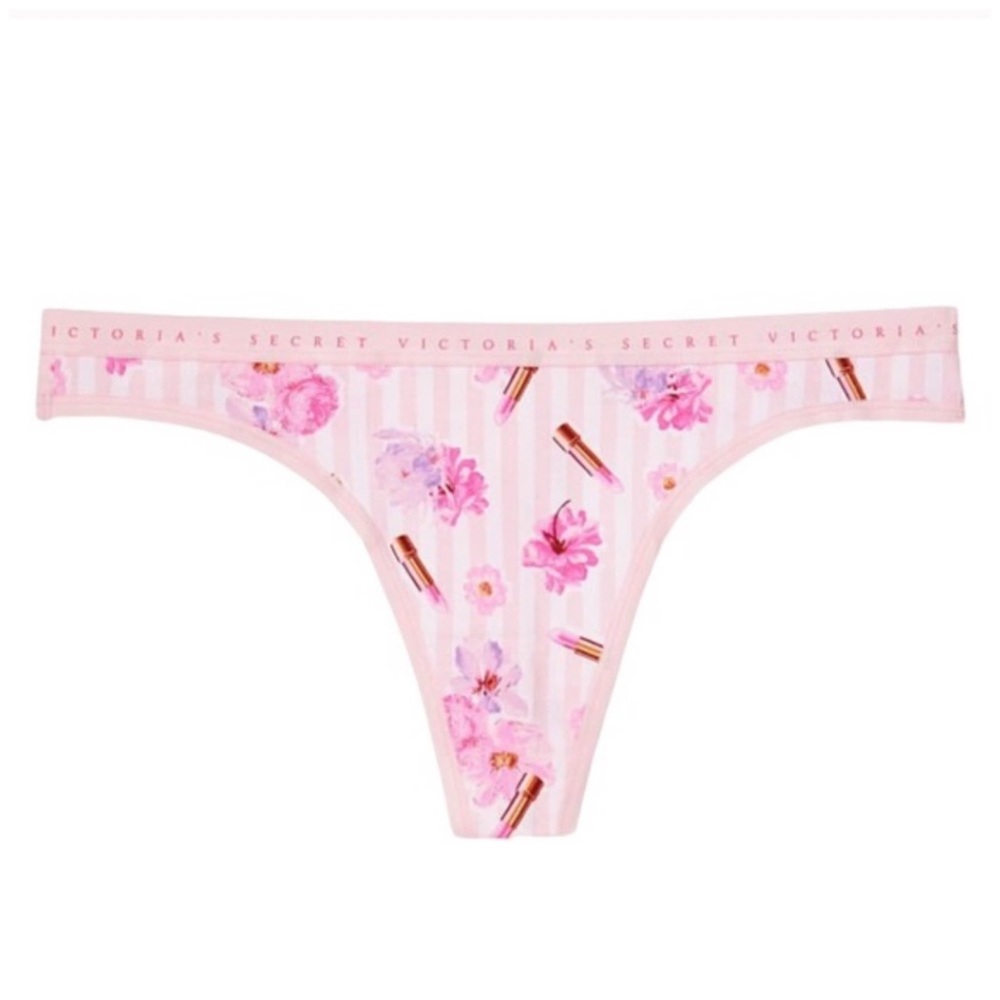 VICTORIA’S SECRET • Flower Pink Floral Lipstick Panties Underwear